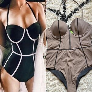 Bustier corset one piece bathing suit